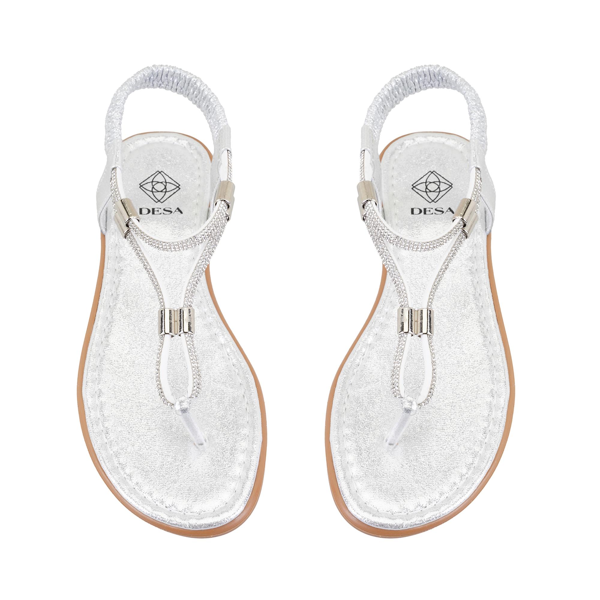 Kadın Gri Parlak Taş Detaylı Parmak Arası Sandalet