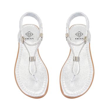  Kadın Gri Parlak Taş Detaylı Parmak Arası Sandalet