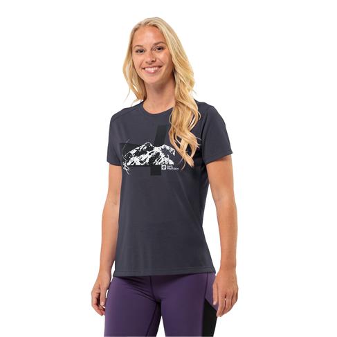  Jack Wolfskin Vonnan S/s Graphic T Kadın Mavi Tişört