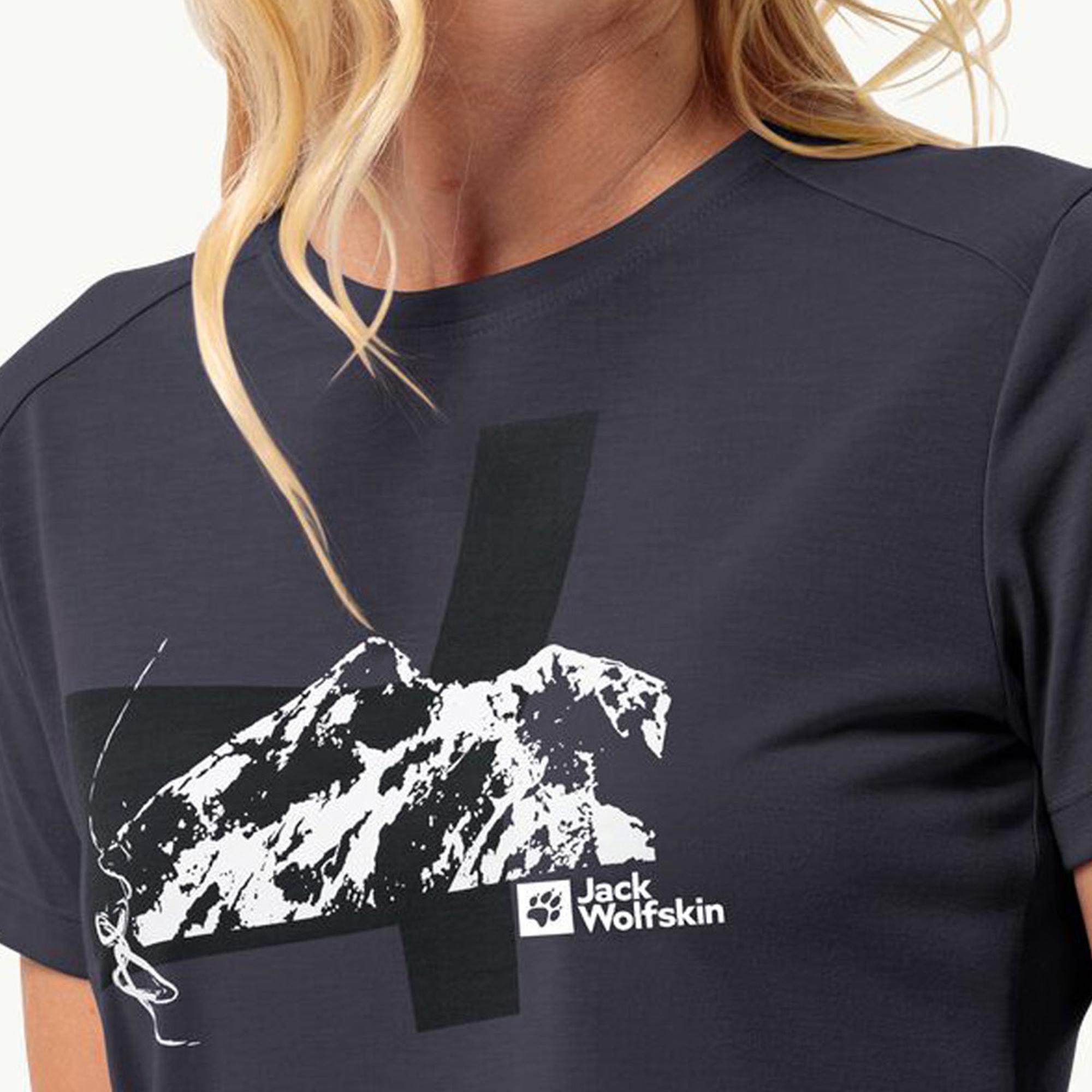 Jack Wolfskin Vonnan S/s Graphic T Kadın Mavi Tişört