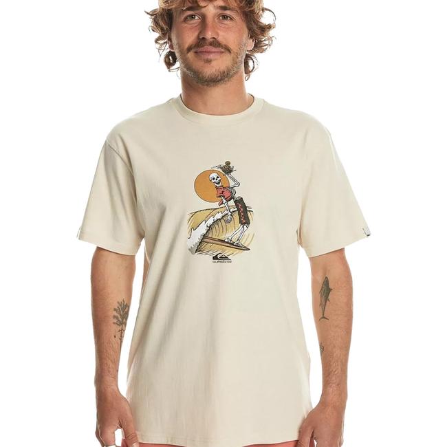  Quiksilver Neverending Surf Erkek Bej Tişört