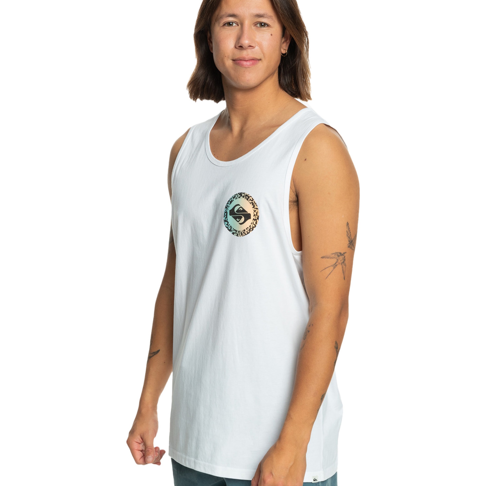 Quiksilver Erkek Atlet Long Fade Tank Beyaz Günlük Giyim