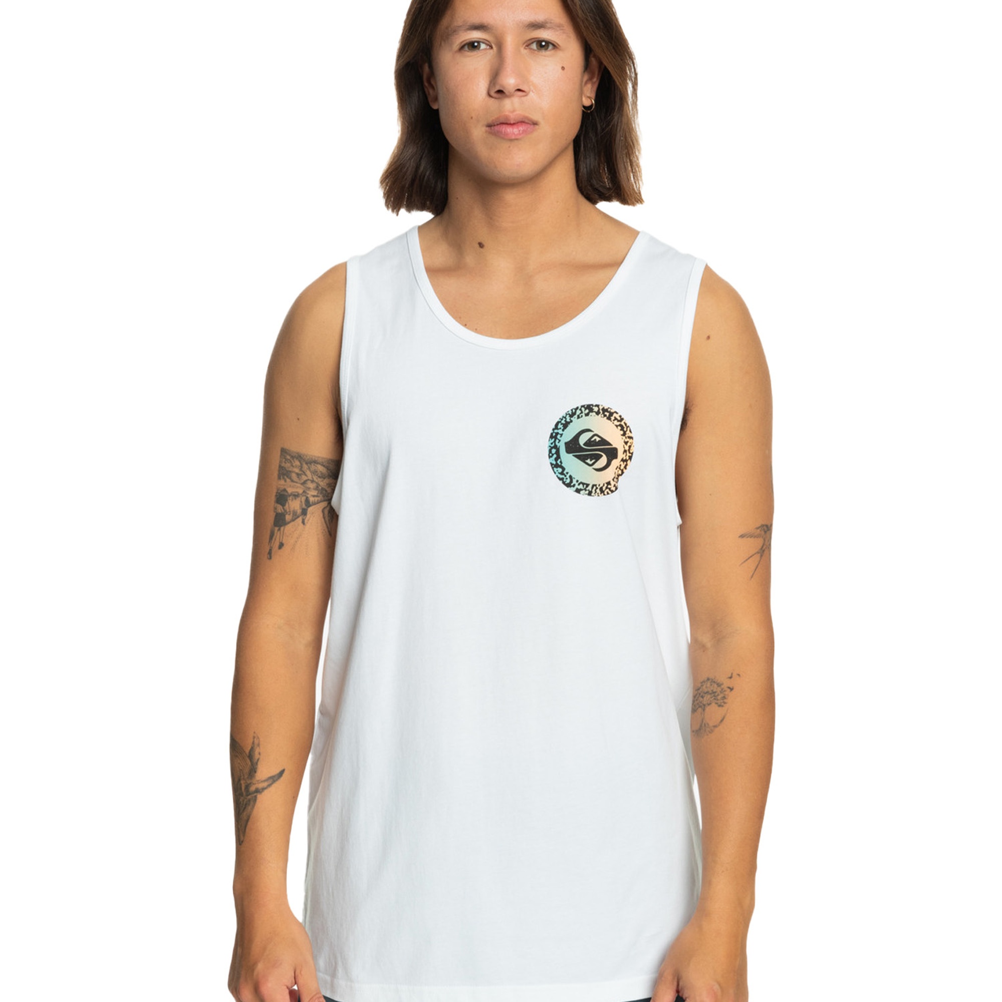 Quiksilver Erkek Atlet Long Fade Tank Beyaz Günlük Giyim
