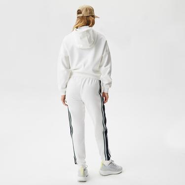  Kadın Slim Fit Renk Bloklu Beyaz Eşofman Altı