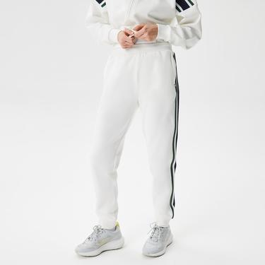  Kadın Slim Fit Renk Bloklu Beyaz Eşofman Altı