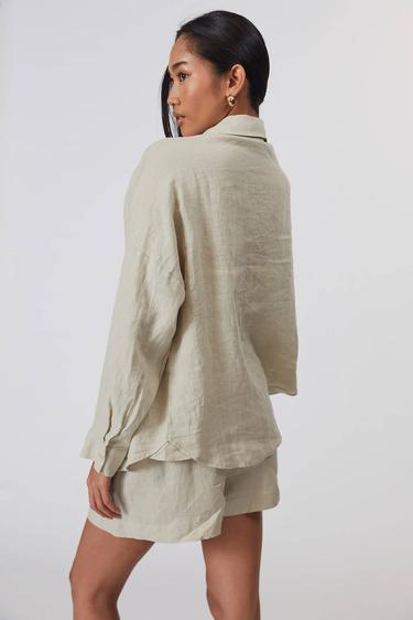  %100 Keten Oversize Gömlek