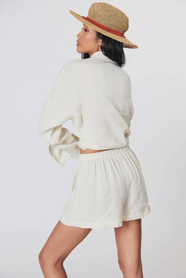  %100 Keten Mini Şort