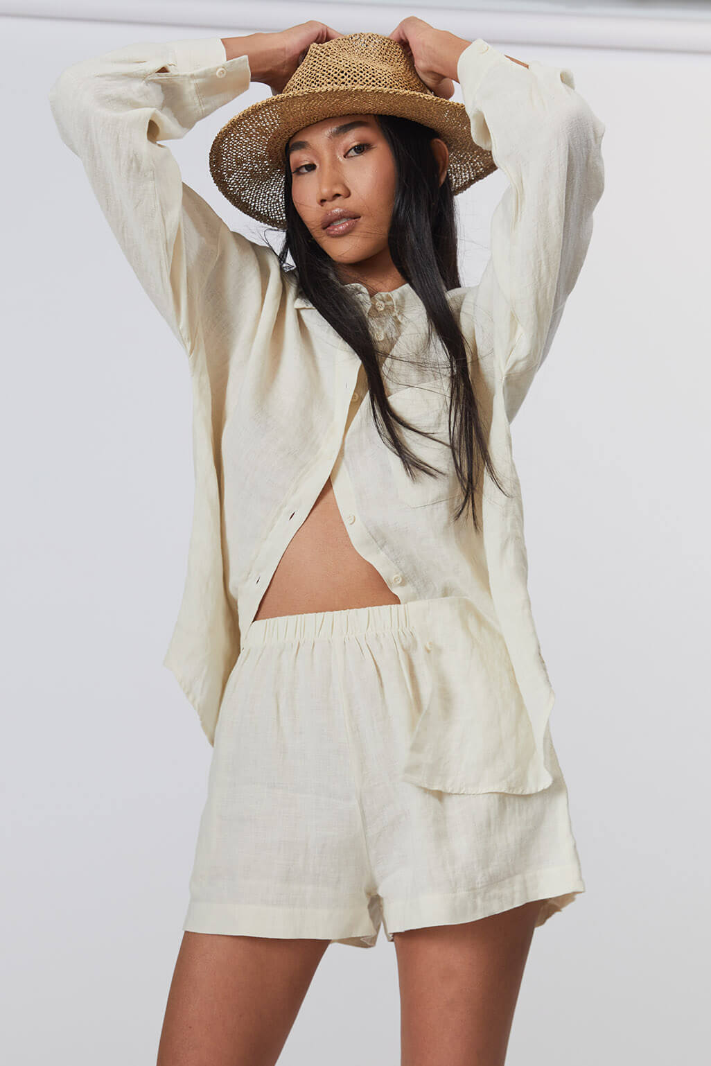  %100 Keten Mini Şort