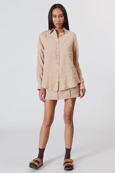  %100 Keten Oversize Gömlek