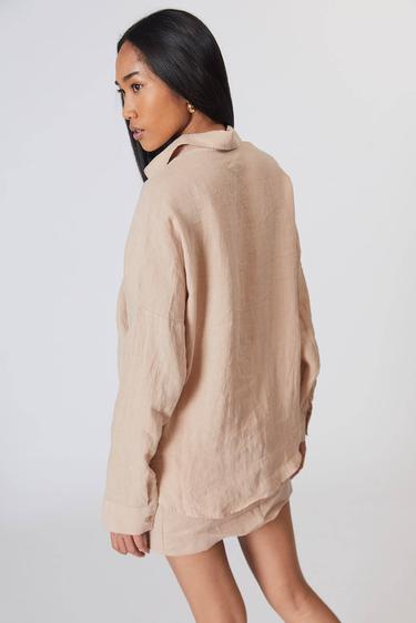  %100 Keten Oversize Gömlek