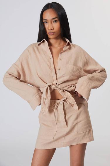  %100 Keten Oversize Gömlek