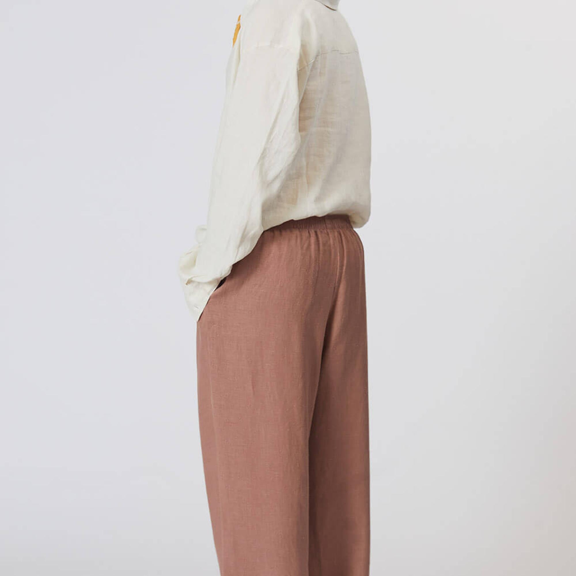 %100 Keten Oversize Gömlek