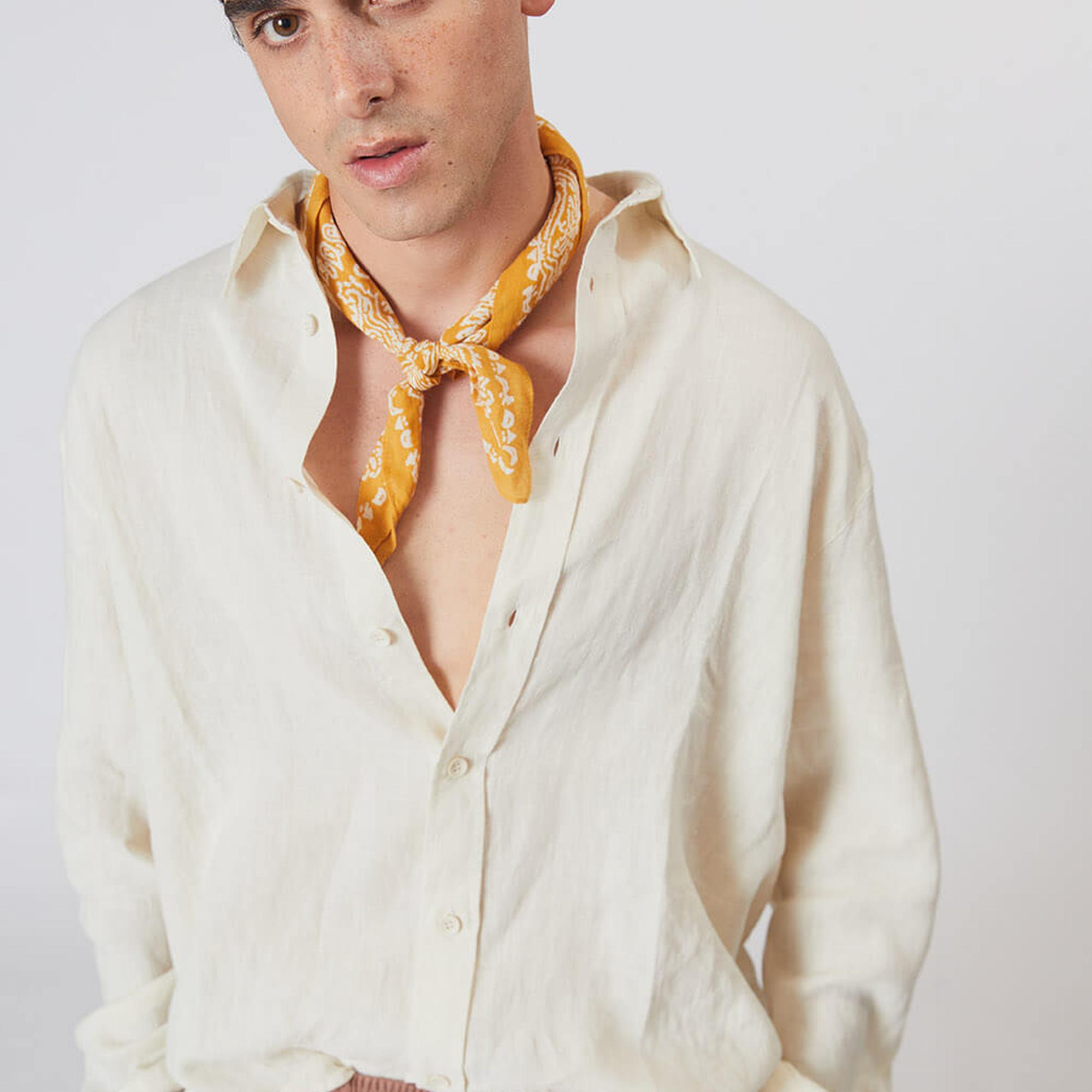 %100 Keten Oversize Gömlek