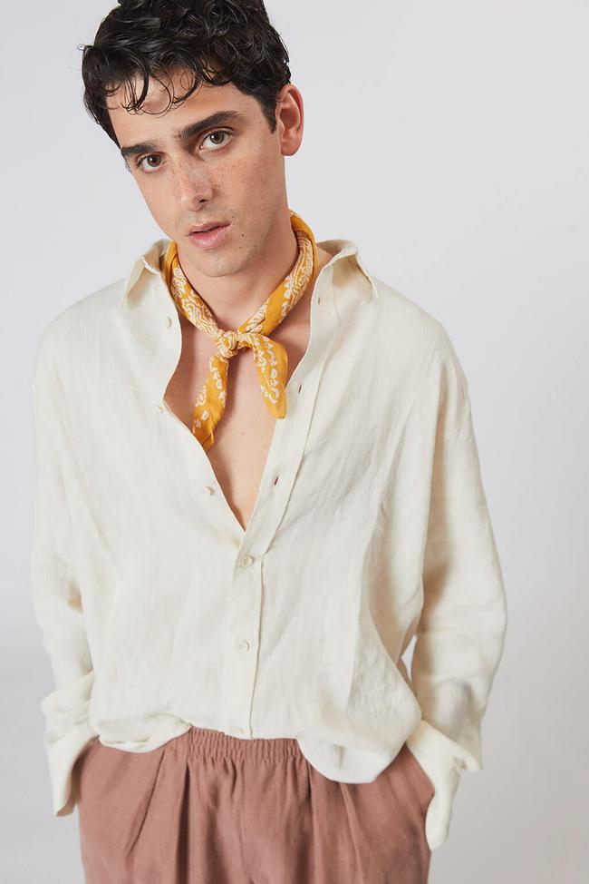  %100 Keten Oversize Gömlek