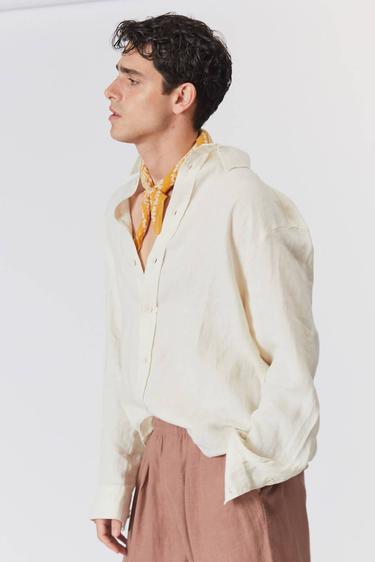  %100 Keten Oversize Gömlek