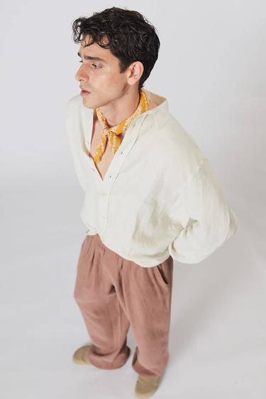  %100 Keten Oversize Gömlek