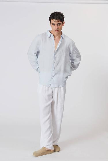  %100 Keten Oversize Gömlek