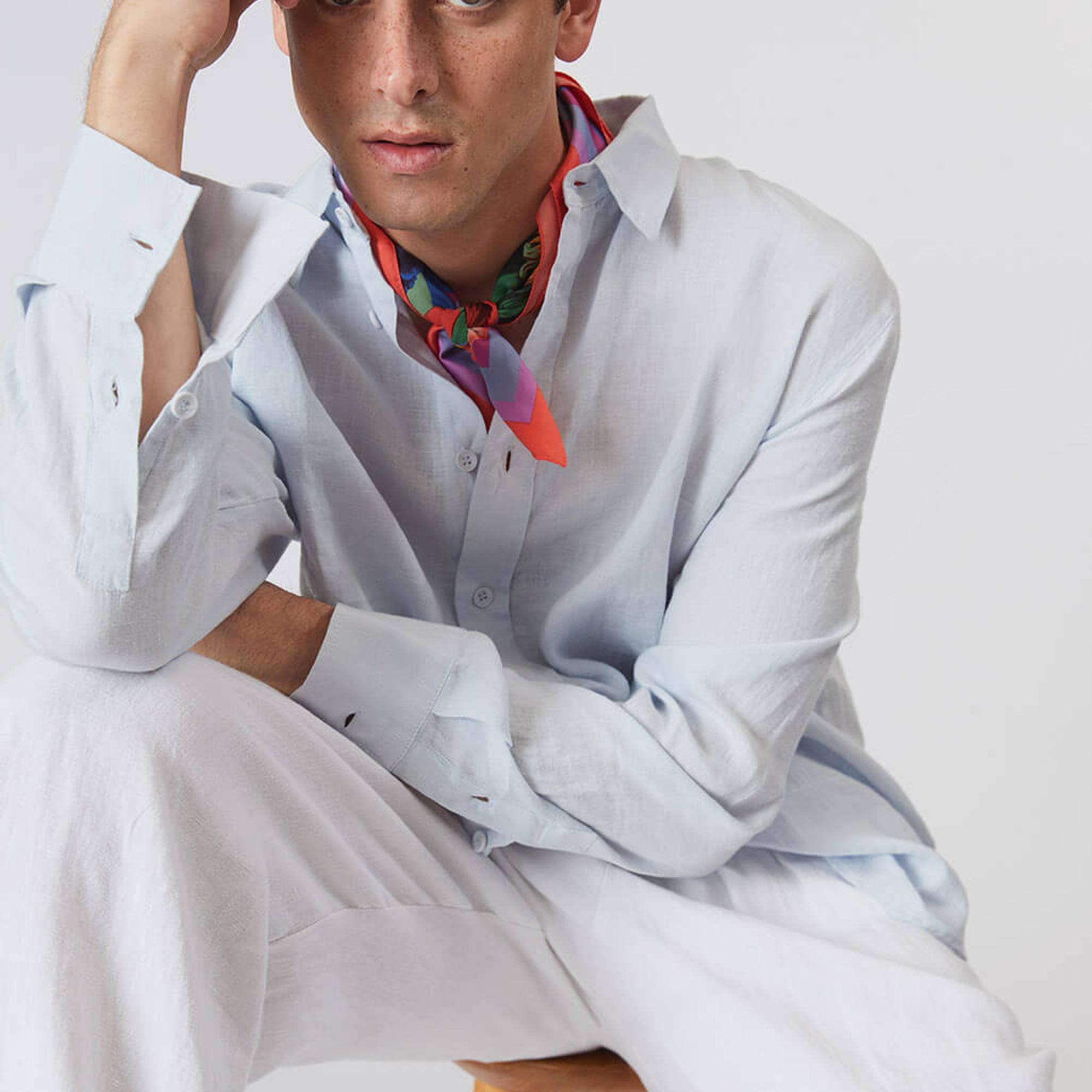 %100 Keten Oversize Gömlek