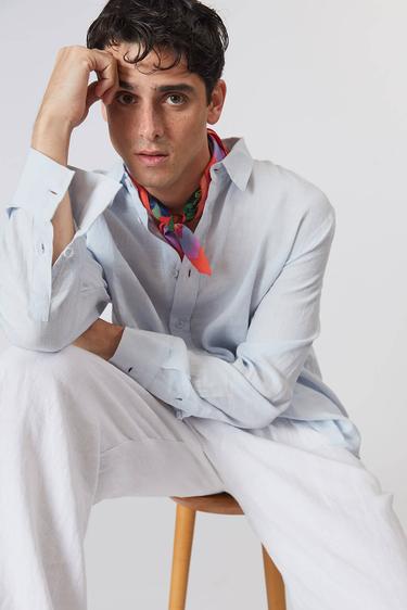  %100 Keten Oversize Gömlek