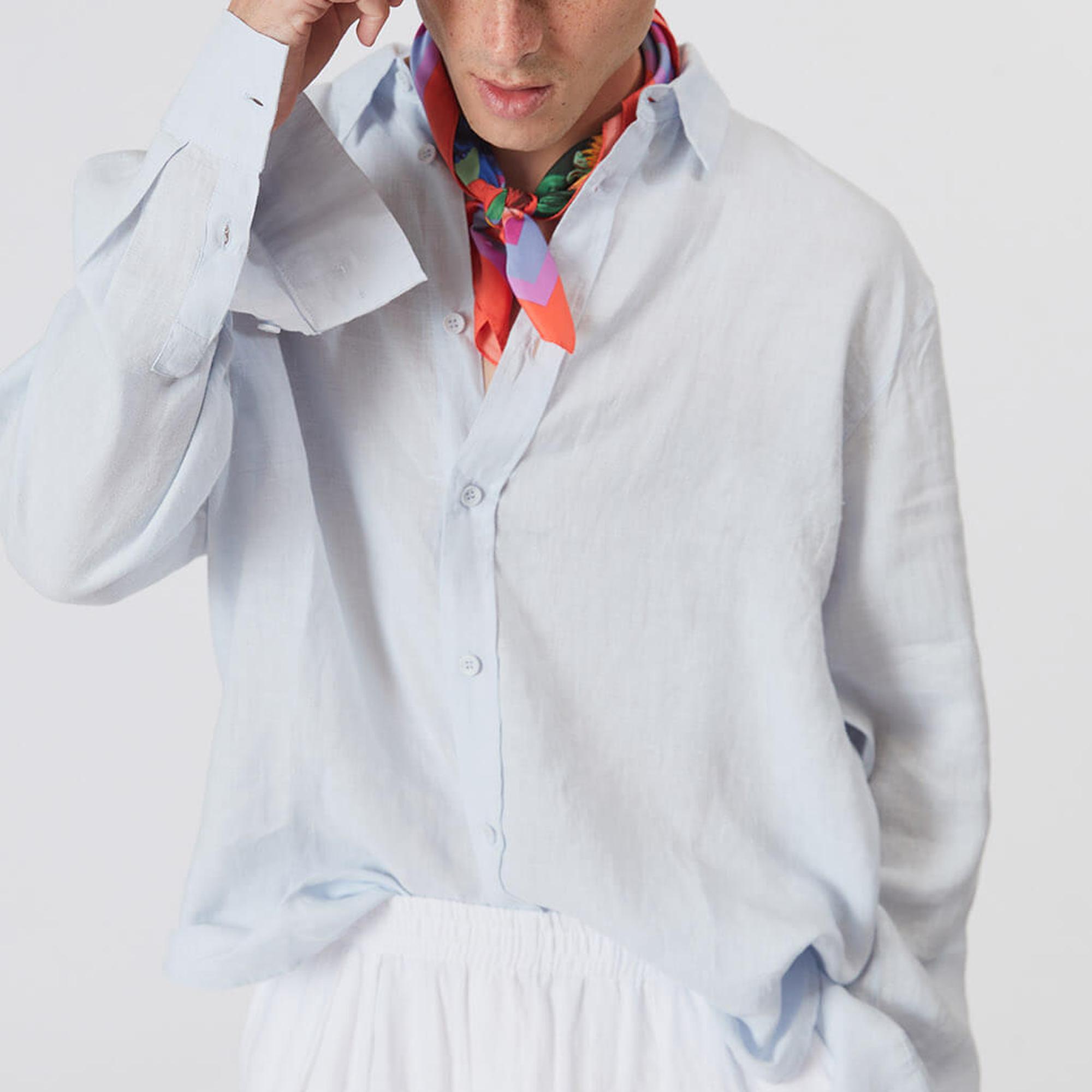 %100 Keten Oversize Gömlek