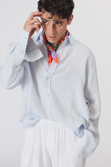  %100 Keten Oversize Gömlek