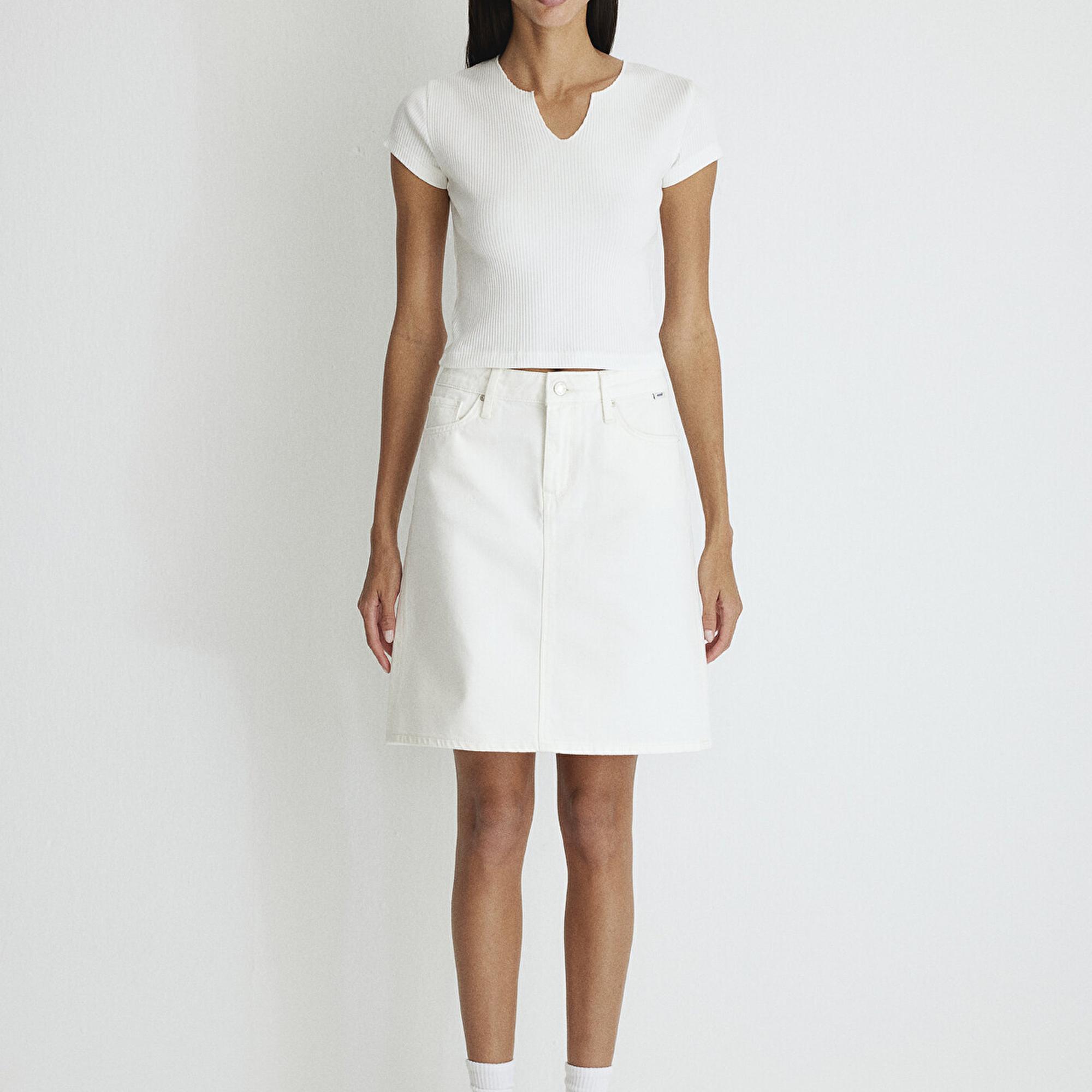 Mavi Valerie Casual Kırık Beyaz Jean Etek 1319887100