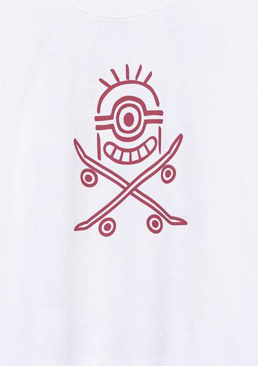  Mavi Minion Baskılı Beyaz Tişört Oversize / Geniş Kesim 6610166-620