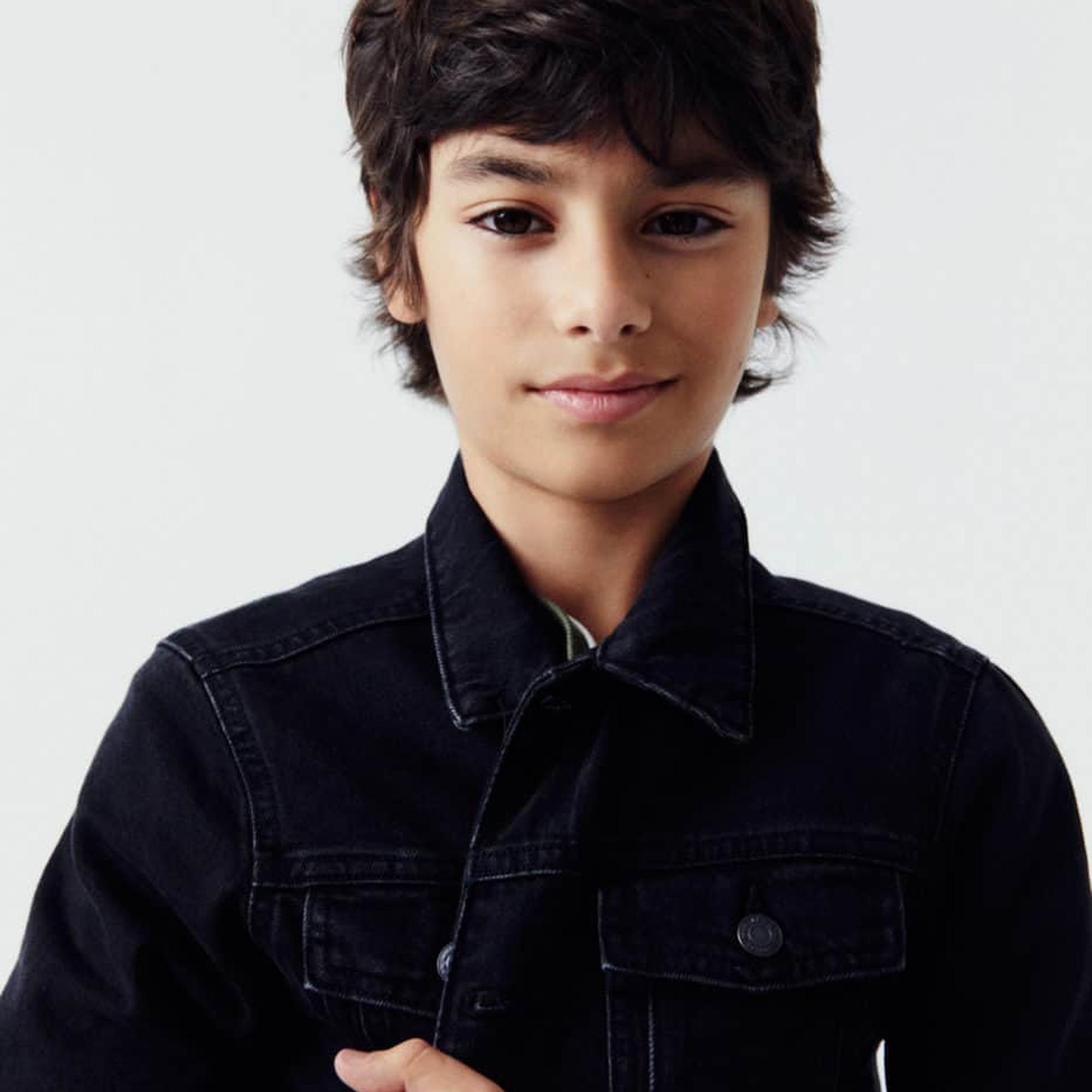 Mango Çocuk Cepli Denim Ceket Siyah Denim