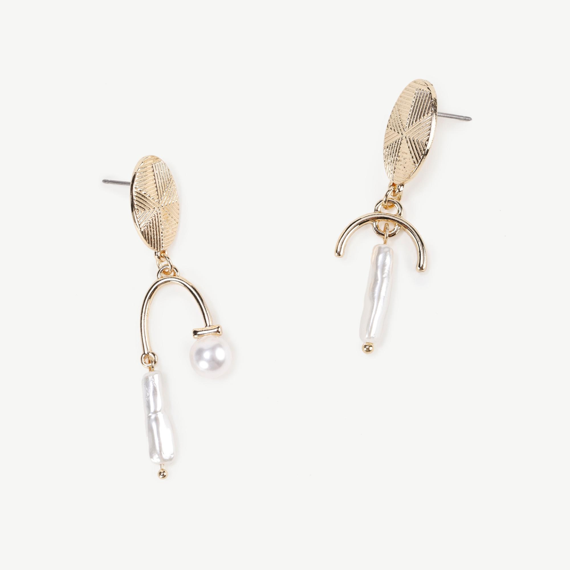 Cam Detaylı Altın Küpe