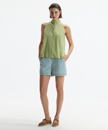  Beli Lastikli Duble Paça Kısa Şort