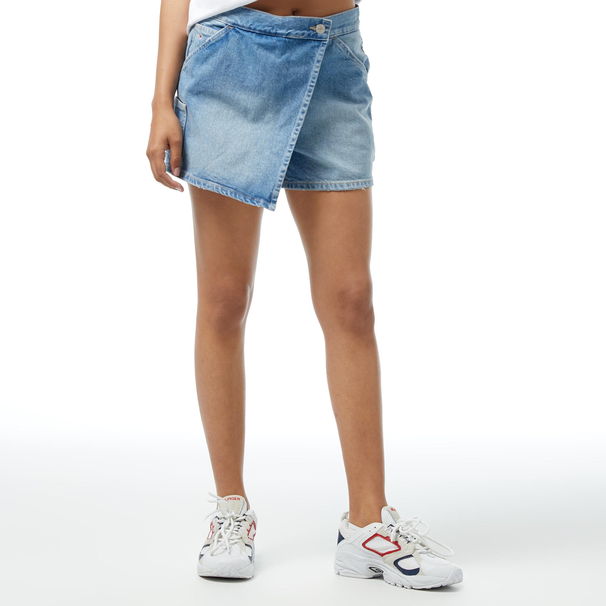 Tommy Jeans Skort Kadın Mavi Etek
