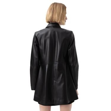  Catori Siyah Kadın Deri Trençkot