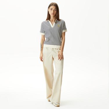  Nautica Kadın Lacivert Slim Fit Çizgili Polo Yaka T-Shirt