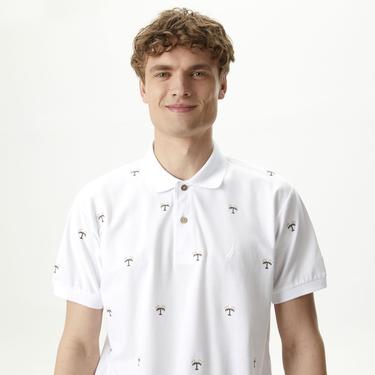  Nautica Erkek Beyaz Classic Fit Kısa Kollu Desenli Polo