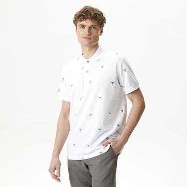  Nautica Erkek Beyaz Classic Fit Kısa Kollu Desenli Polo