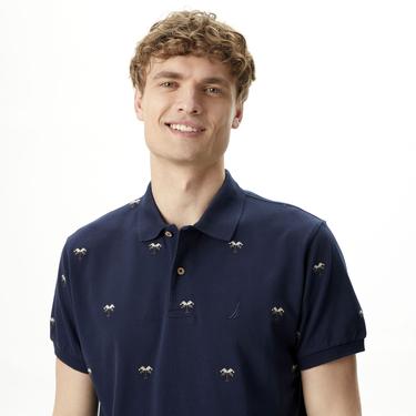  Nautica Erkek Lacivert Classic Fit Kısa Kollu Desenli Polo