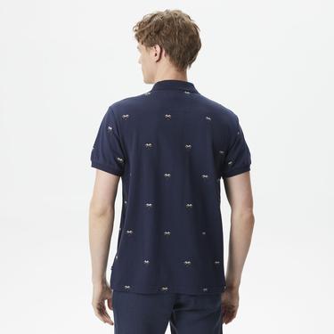 Nautica Erkek Lacivert Classic Fit Kısa Kollu Desenli Polo