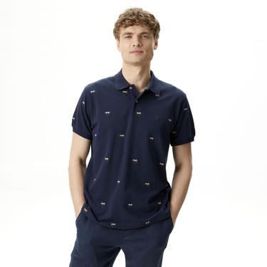  Nautica Erkek Lacivert Classic Fit Kısa Kollu Desenli Polo