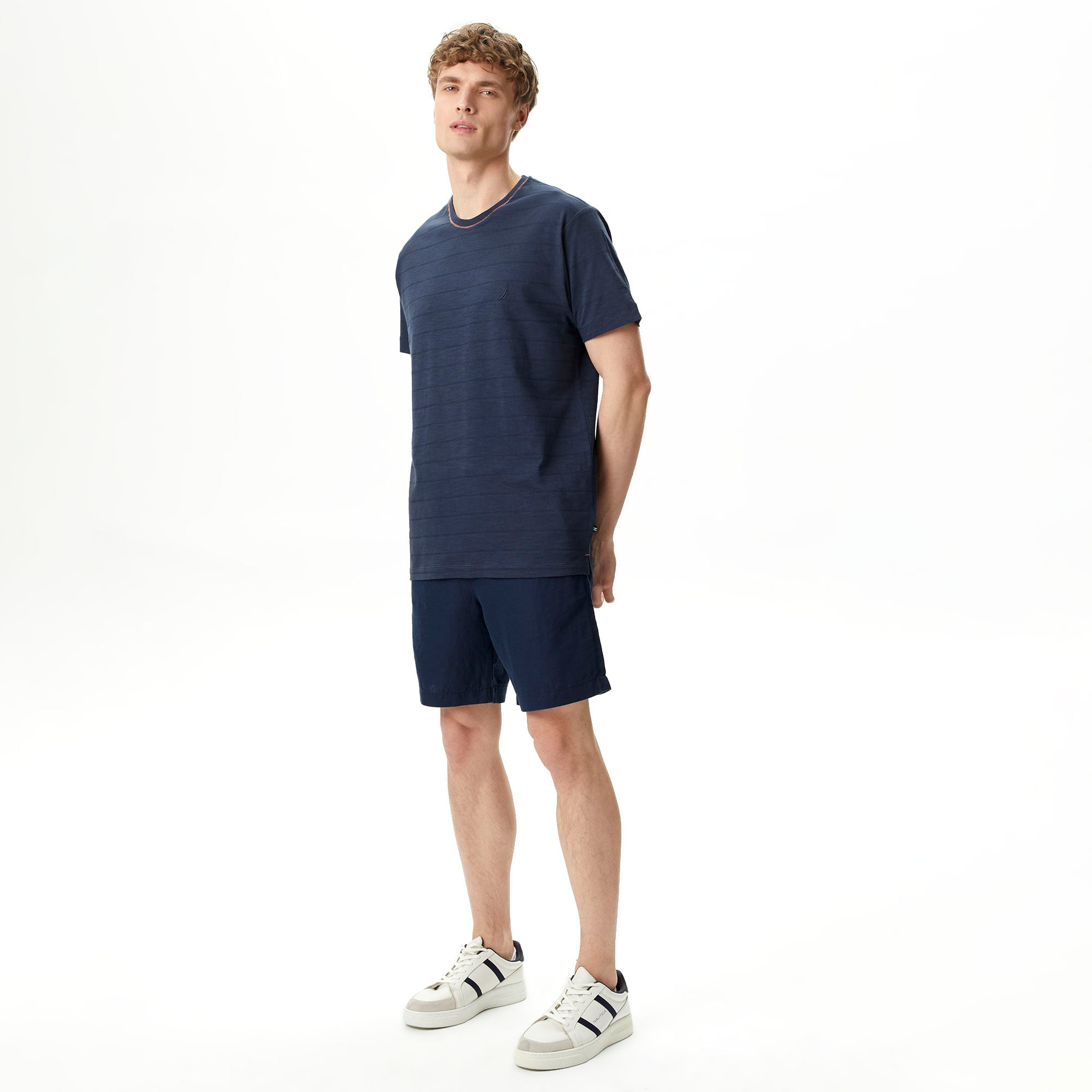  Nautica Erkek Lacivert Classic Fit Keten Bermuda