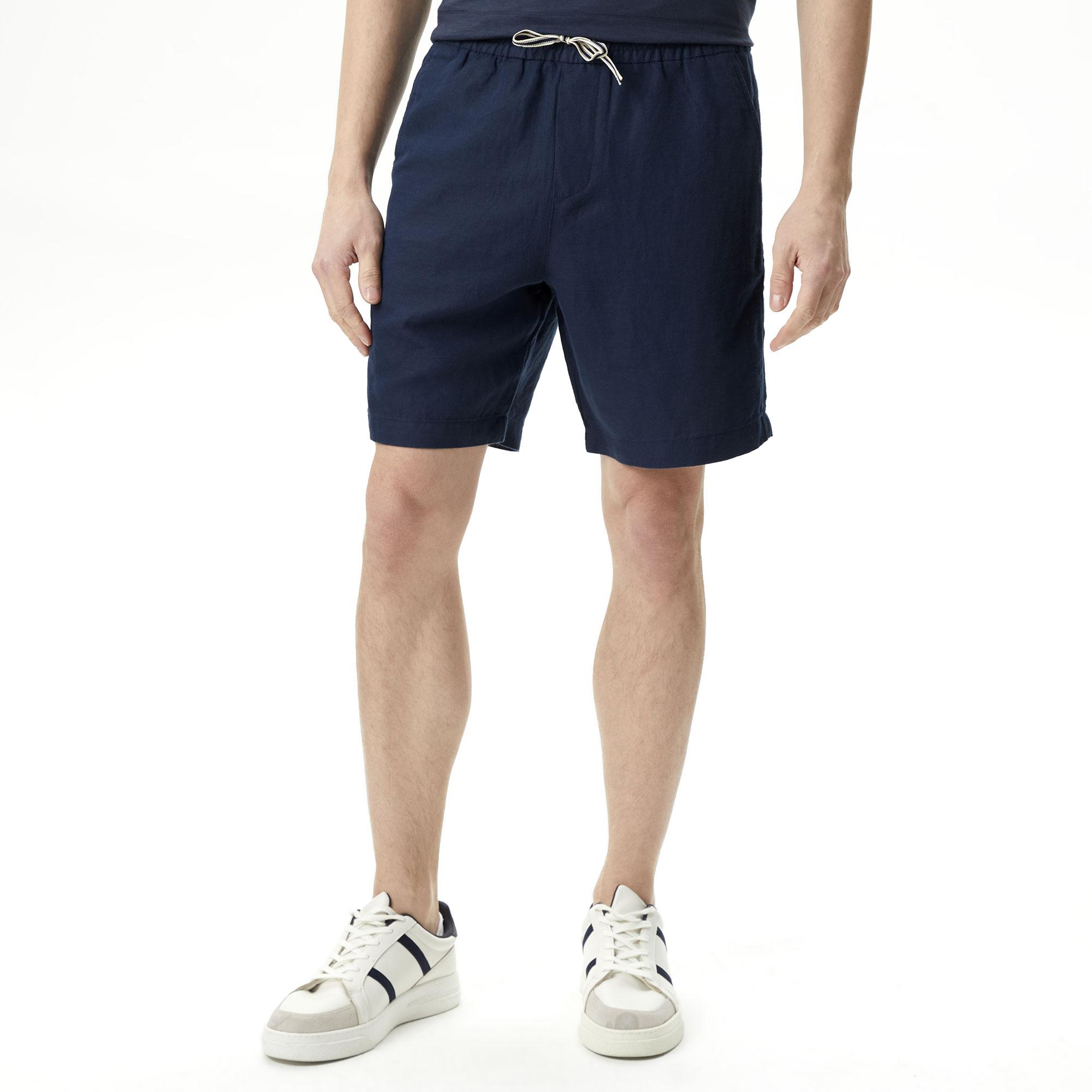 Nautica Erkek Lacivert Classic Fit Keten Bermuda