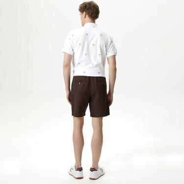  Nautica Erkek Kahverengi Classic Fit Keten Bermuda Şort