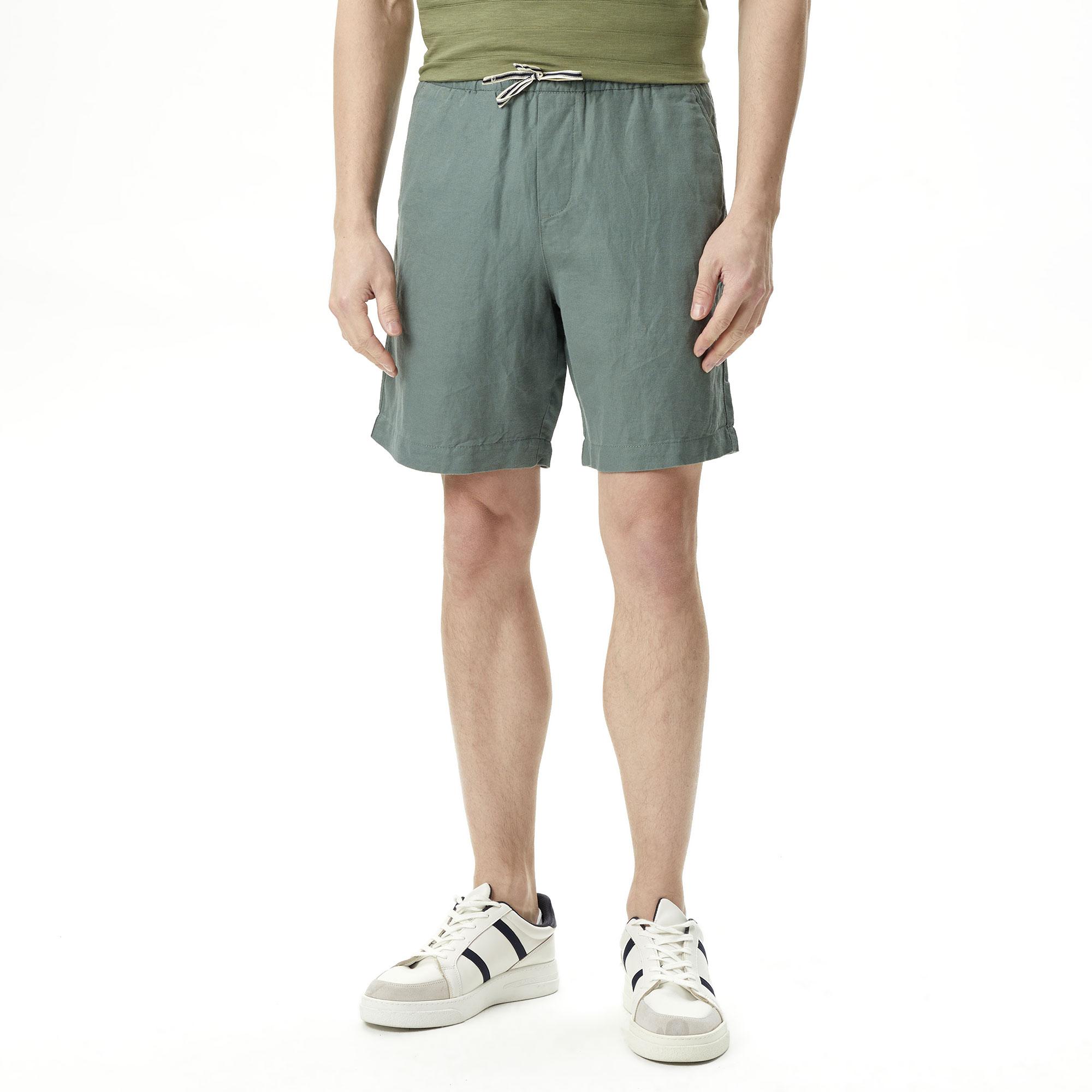 Nautica Erkek Yeşil Classic Fit Keten Bermuda Şort