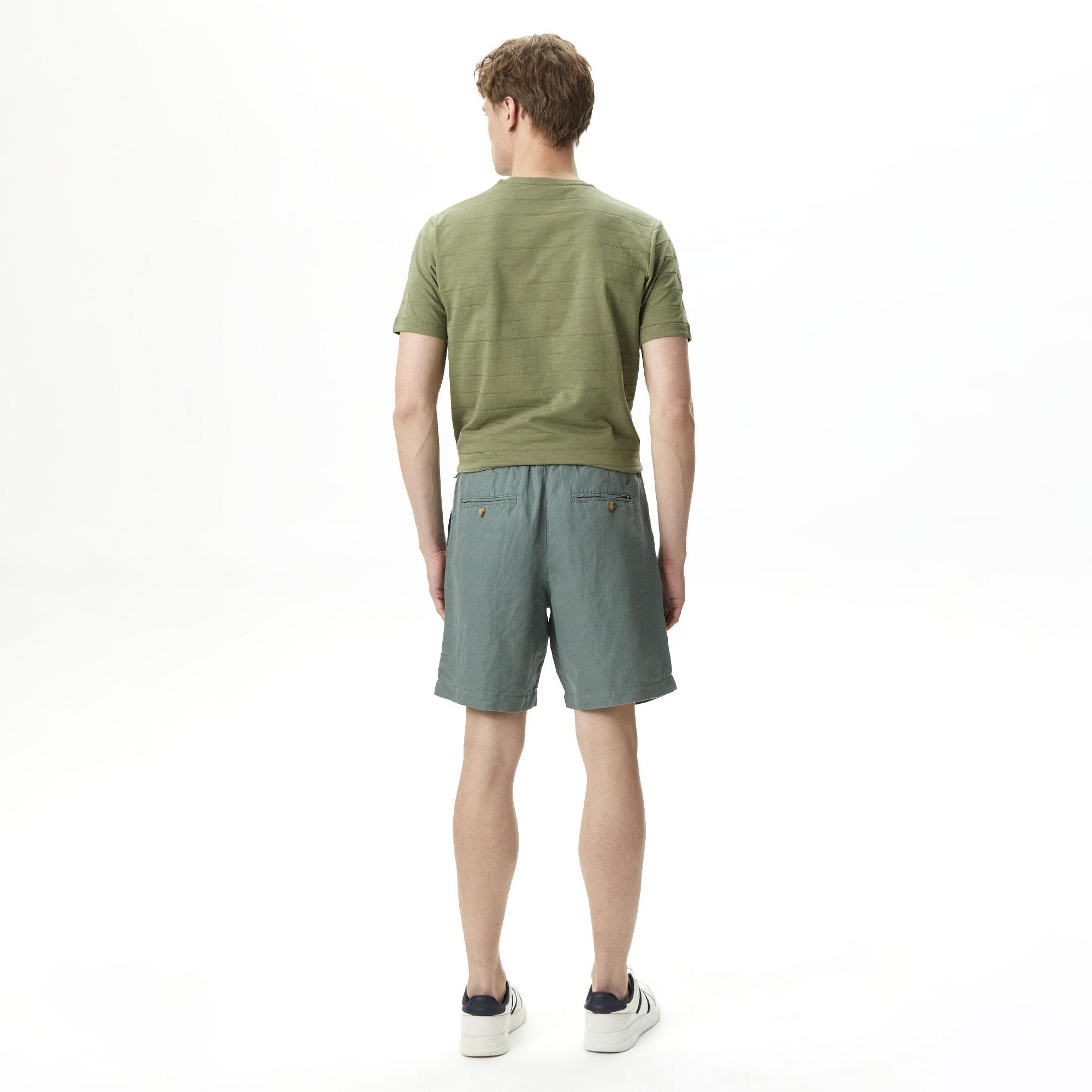 Nautica Erkek Yeşil Classic Fit Keten Bermuda Şort