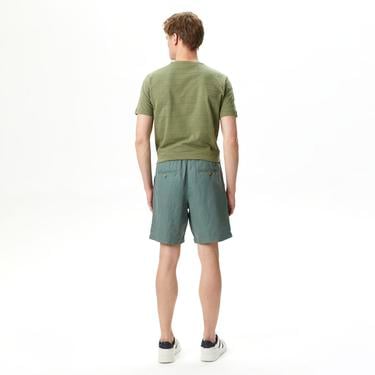  Nautica Erkek Yeşil Classic Fit Keten Bermuda Şort