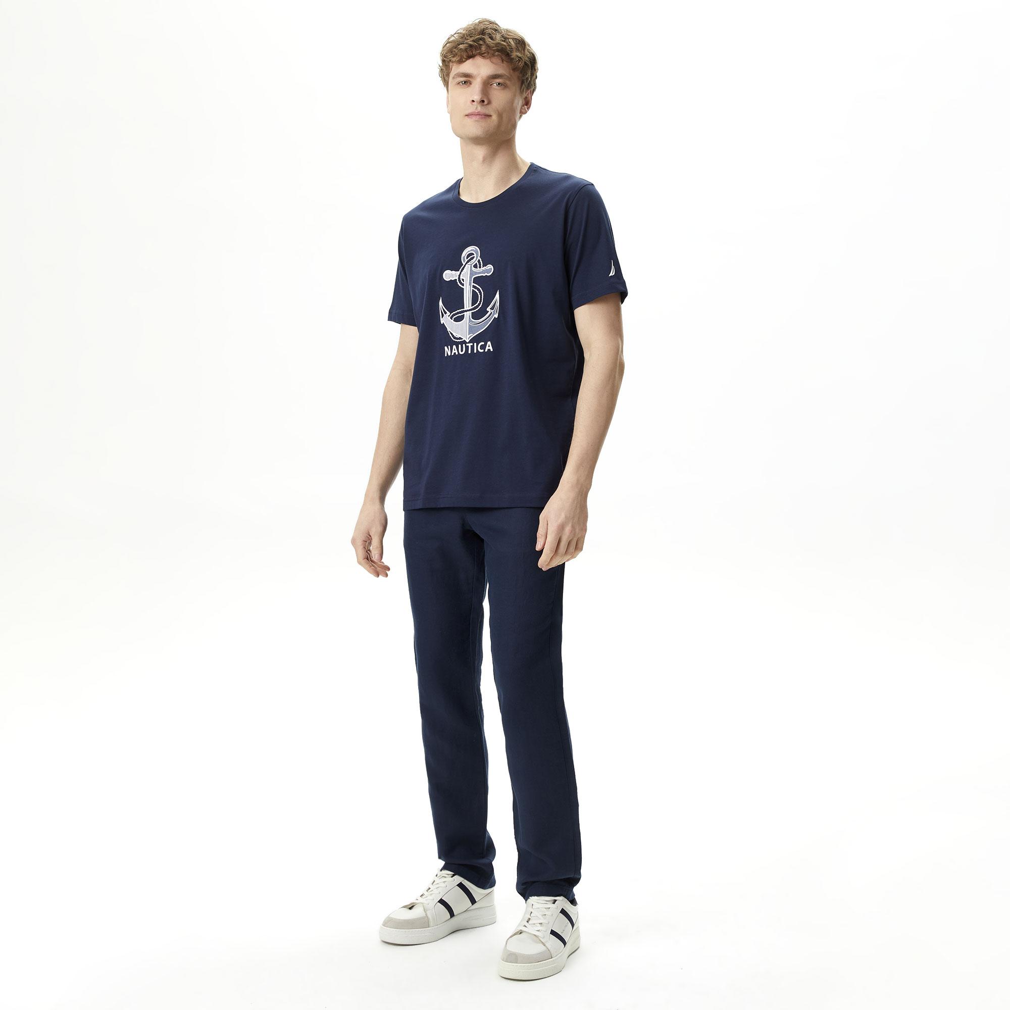 Nautica Erkek Lacivert Standart Fit T-Shirt