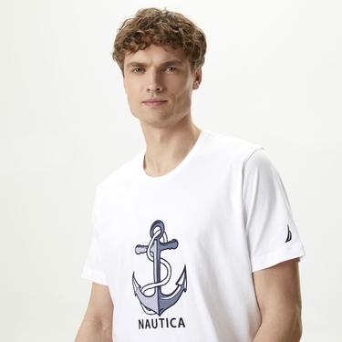  Nautica Erkek Beyaz Standart Fit T-Shirt