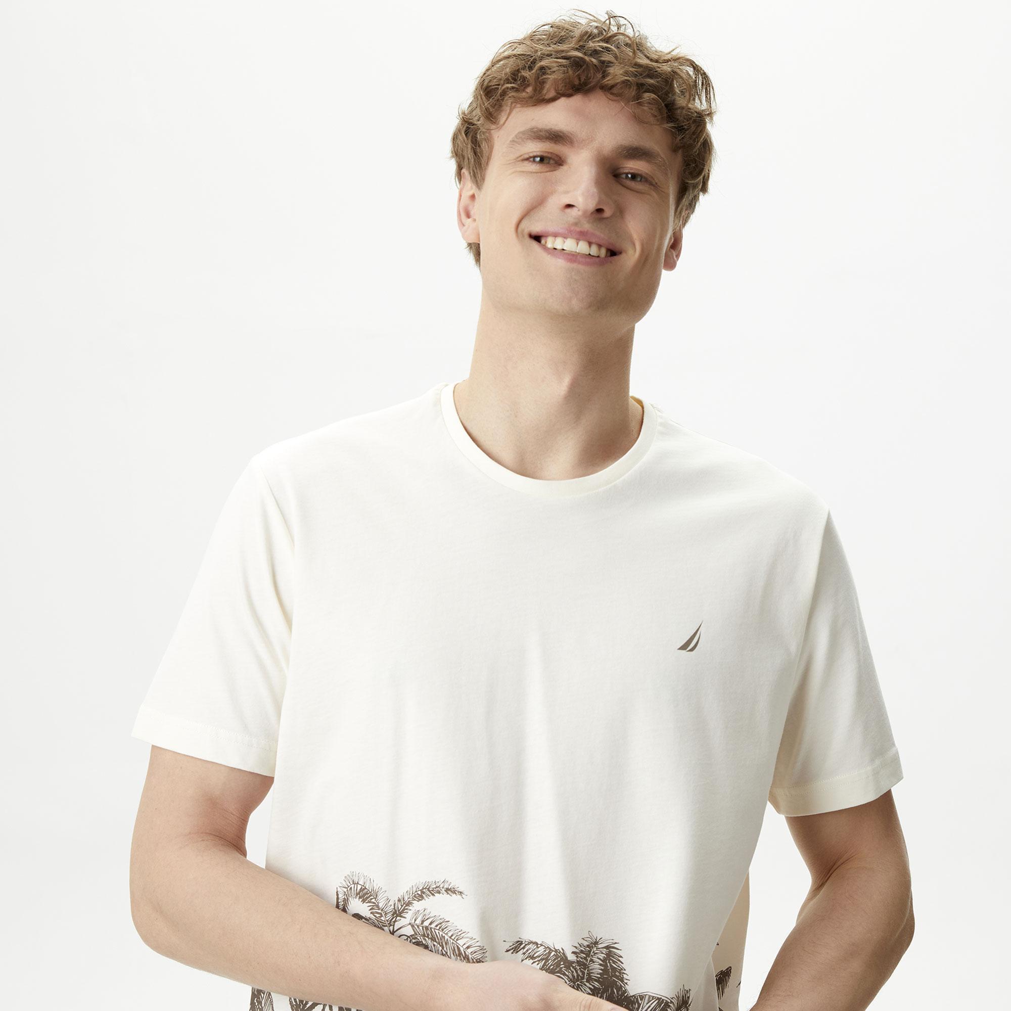 Nautica Erkek Kırık Beyaz Standart Fit T-Shirt