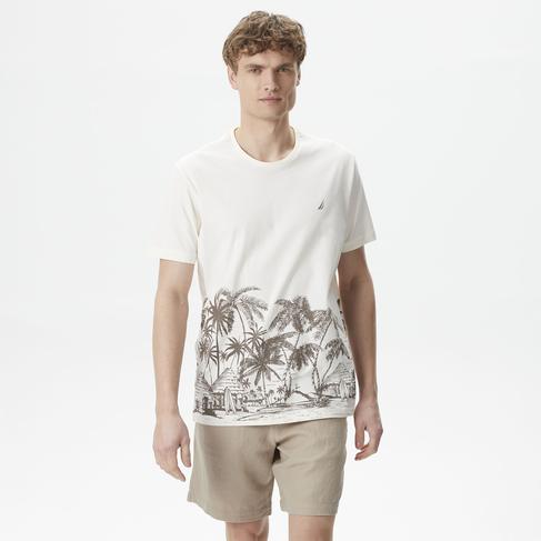  Nautica Erkek Kırık Beyaz Standart Fit T-Shirt