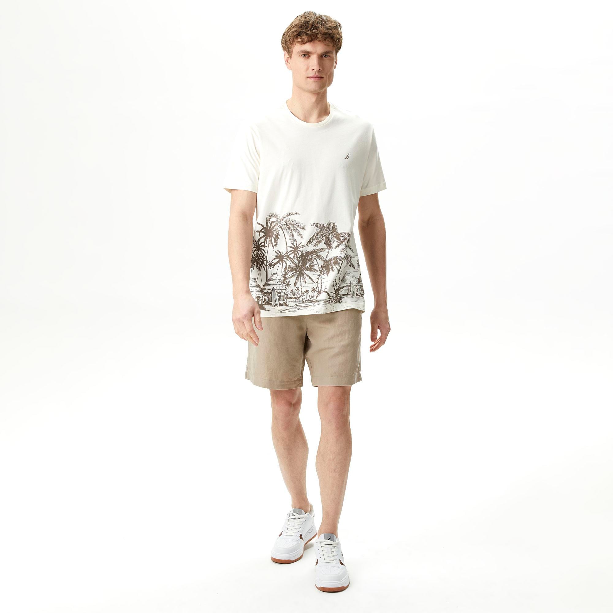 Nautica Erkek Kırık Beyaz Standart Fit T-Shirt