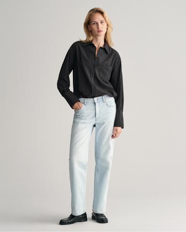  GANT Kadın Siyah Relaxed Fit Klasik Yaka Gömlek